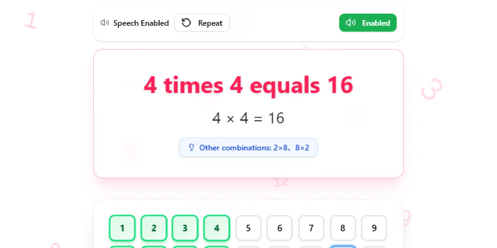9x9 Multiplication Table Learning App
