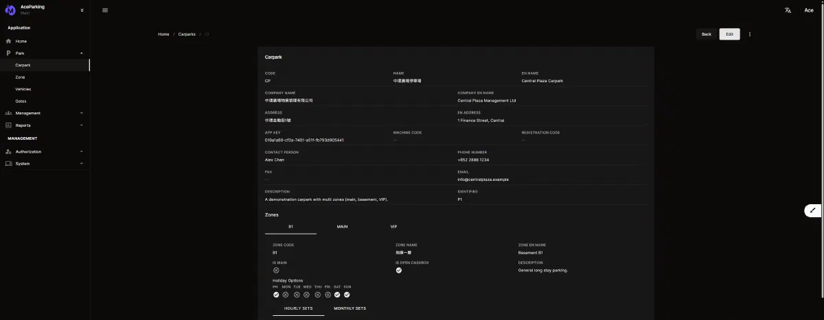 View Ace Parking Demo